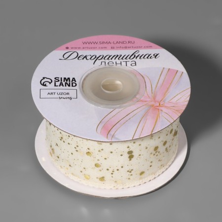 The tape is decorative, with glitter, 38 mm, 9 ± 0.5 m, beige/gold color-1
