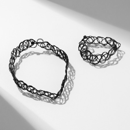Set 2 objects: chocker, bracelet "Classic", black color, 30 cm-1