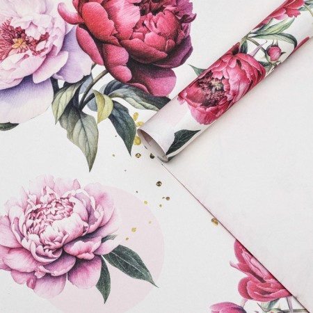 Package paper, craft "Bouquet of peonies", 70 x 100 cm,