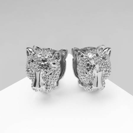 Earrings Metal "Chord" cheetah, color silver