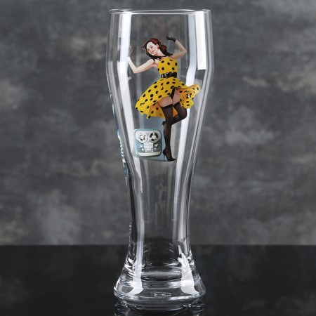 Стакан пивной Pin-up Beer, стеклянный, 500 мл, рисунок микс-4