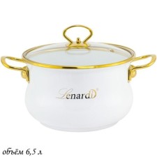 Кастрюля с крышкой Lenardi Migue, эмалированная, 6.5 л