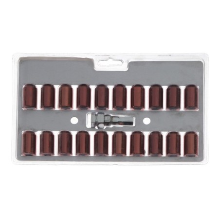 Wheel nuts JN-302, 12x1.25, 32 mm, cone, set 20 pcs + key, red-8
