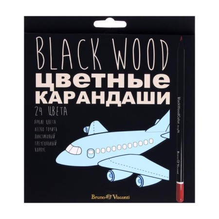 Pencils 24 colors Blackwoodcolor, plastic, three -sided, mix-5