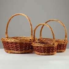 A set of wicker baskets, 39x32x13/36 cm, 34x26x11/31 cm, 28x20x10/25 cm, 3 pcs, willow