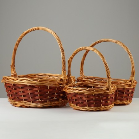 A set of wicker baskets, 39x32x13/36 cm, 34x26x11/31 cm, 28x20x10/25 cm, 3 pcs, willow
