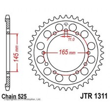 The rear star, driven JTR1311 steel, chain 525, 44 teeth