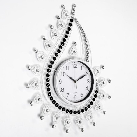 Wall clock, series: openwork, "drop with curls", smooth move, d-21 cm, 69 x 50 cm-1
