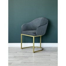 SHELL chair, 56 × 63 × 83 cm, blue color, gold frame