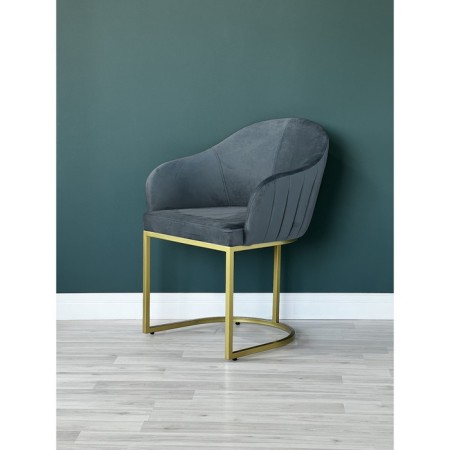 SHELL chair, 56 × 63 × 83 cm, blue color, gold frame