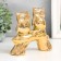 Souvenir ceramics "Two owls on the snag" gold 15x4.5x13.3 cm