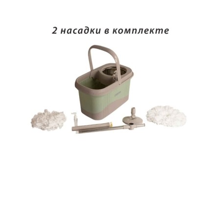 Orion 2112 cleaning set: mop, a bucket with pedal spin, nozzle, 8 l, color gray-pale-green-10