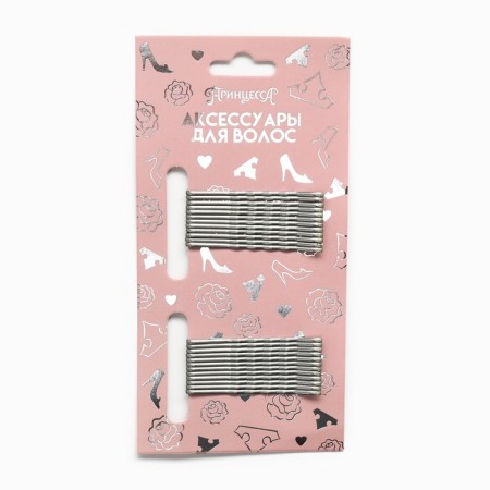 Invisibility for hair silver, 24 pieces, 5 cm, set, princesses