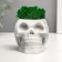 Concrete Kashpo "Skull" with moss 7x11 cm white (moss green stabilized)