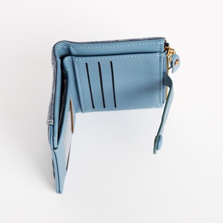 Women's wallet on the button, blue color-4