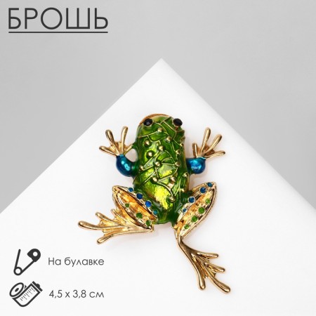 Brooch "Frog" with a pattern, colored in gold