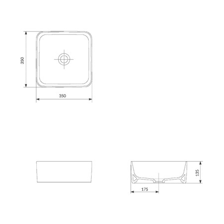 The built -in sink Cersanit Crea 35, Square, on the countertop, white-6