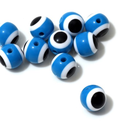 Bead "Eye" Round, 1 × 1 × 1 cm, (set 10 pcs.), The color is light blue-1