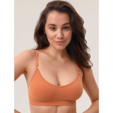 Female top on thin adjustable straps with mirey top with cup cups, size 50, caramel color