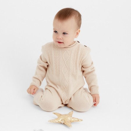Combine Children's Knitted Minaku, height 62-68, beige color-6