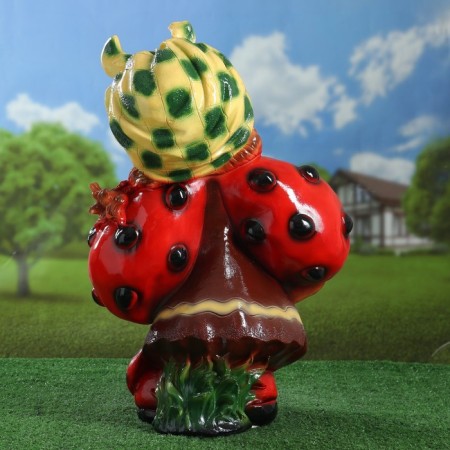 Garden figure "Gnome Girl Boy Cowdow with Grapes" 44x21x64cm-8