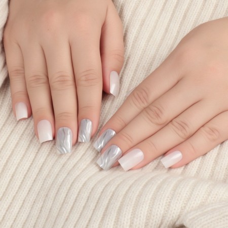 Zebra overhead nails, 24 pcs, with glue plates, soft square shape, white/silver color-12