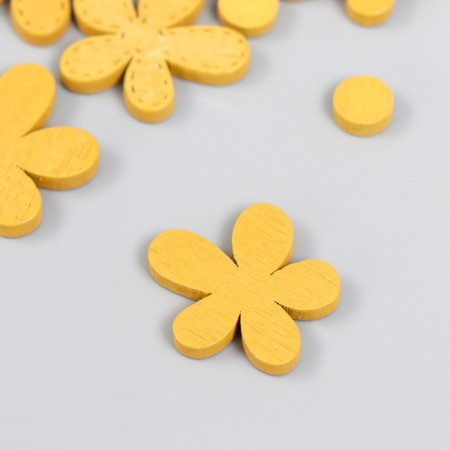 Decor for creativity tree "Chamomile and core" set 10+10 pcs mustard 2.3x2 cm-2