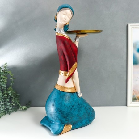 Souvenir Polystone stand "Girl in African outfit" d = 23 cm 68x40.5x26 cm-2