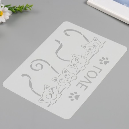 Plastic stencil "cat love" 21x29.7 cm-1