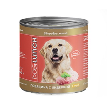 Wet Dog Lunch for dogs, beef with a turkey in sauce, 750 g