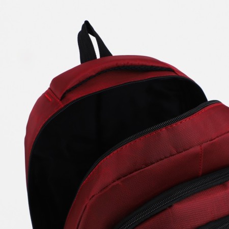 Youth backpack from textiles, 2 departments, 2 pockets, burgundy color-5