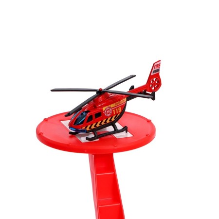 Parking "Fire Station", light, sound, elevator, with metal machines and helicopter-7