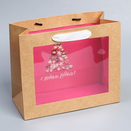 Craftsman package with a plastic window "New Year's balls", 24 x 20 x 11cm, New Year-2