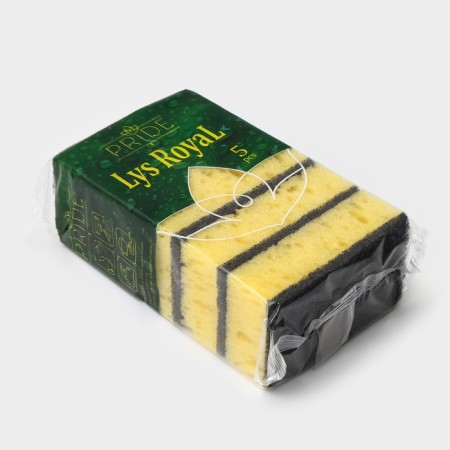 Household sponge "Royal Lilia", 450 g/m2, 105 × 65 × 35 mm, abrasive canvas-5