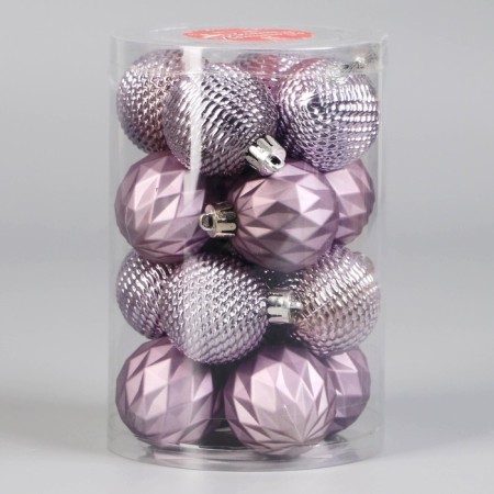 Set of balls plastic D-4 cm, 16 pcs "Isabelle" Patterns, lilac-1