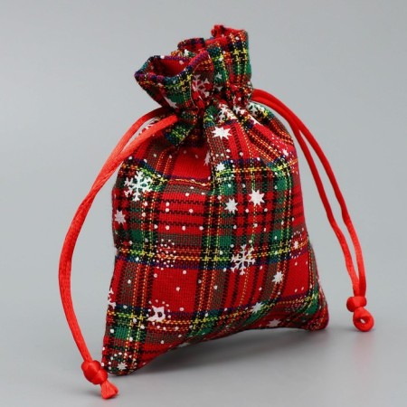 Bag gift canvas "New Year stories", snowflakes, 10 x 12 cm +/- 1.5 cm, New Year-1
