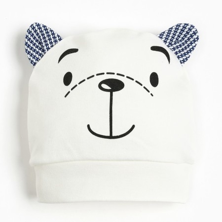 Baby hat, white/blue color, size 40-44