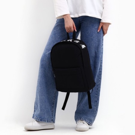 School textile backpack with print on the upper part, 38x29x11 cm, black color-8