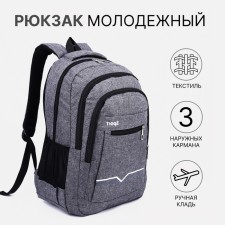 A backpack with a zipper, 2 external pockets, color gray color