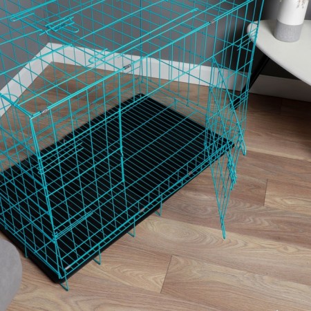 A cage with a hatch for dogs and cats, 100 x 60 x 70 cm, blue-2