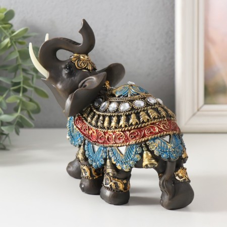 Polystone souvenir "Elephant in Red-blue Popone" MIX 16x8x15 cm-2
