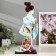 Collector doll "Japanese in a blue kimono with an umbrella" 30x12.5x12.5 cm