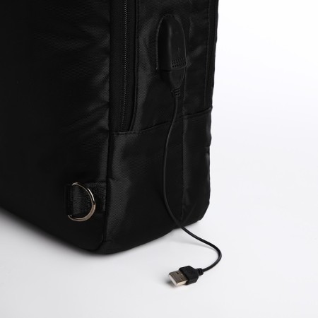 A backpack-samka with a zipper, 2 external pockets, black color-6