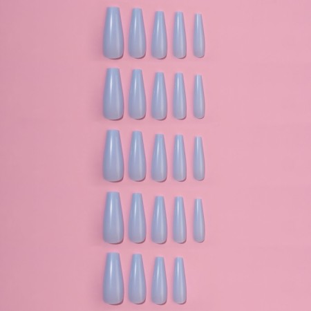Patching nails, 24 pcs, ballerina shape, blue color-1