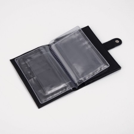 Cover for auto documents and passports, straps/fleet, black color-2
