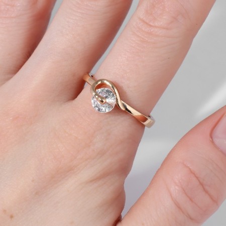 Ring "Classic" crystal turns, white color in gold, dimensionless-1