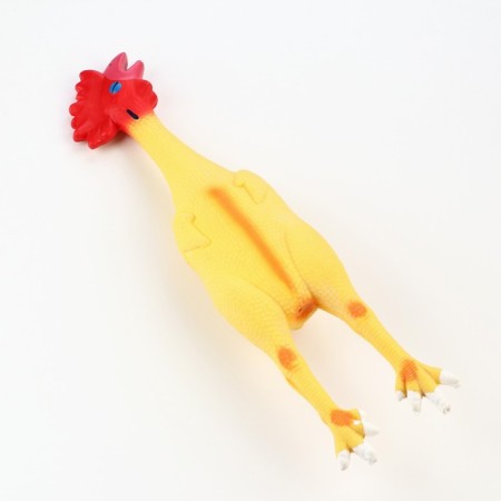 Fresh toy for dogs from latex "Rooster", 41 cm, light yellow/red-2