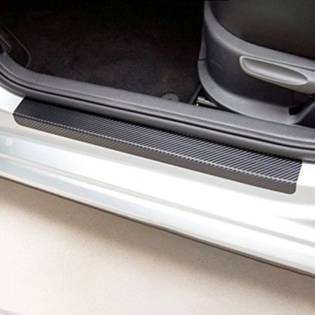 Protective film on the threshold of car, carbon, 60x7 cm, 40x7 cm, set 4 pcs-1