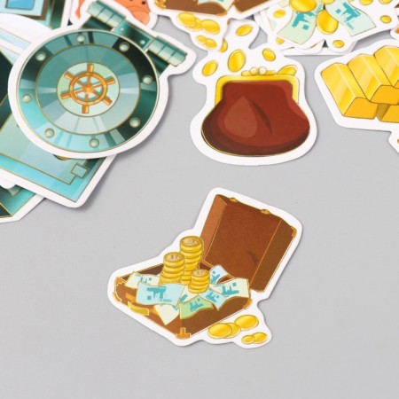 Stickers for creativity "Wealth" embossing gold set 48 pcs 9x7x0.8 cm-3