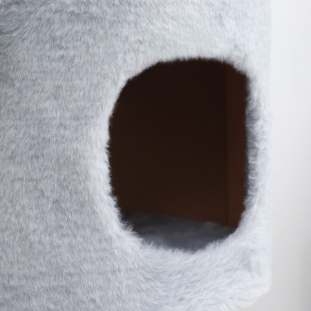 House for cats with a claw "Round with a site", 52 x 52 x 95 cm, gray-3